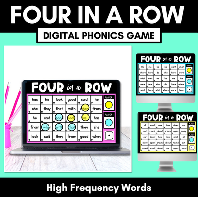 DIGITAL High Frequency Word Games - Tricky Sight Words Games - Four in a Row