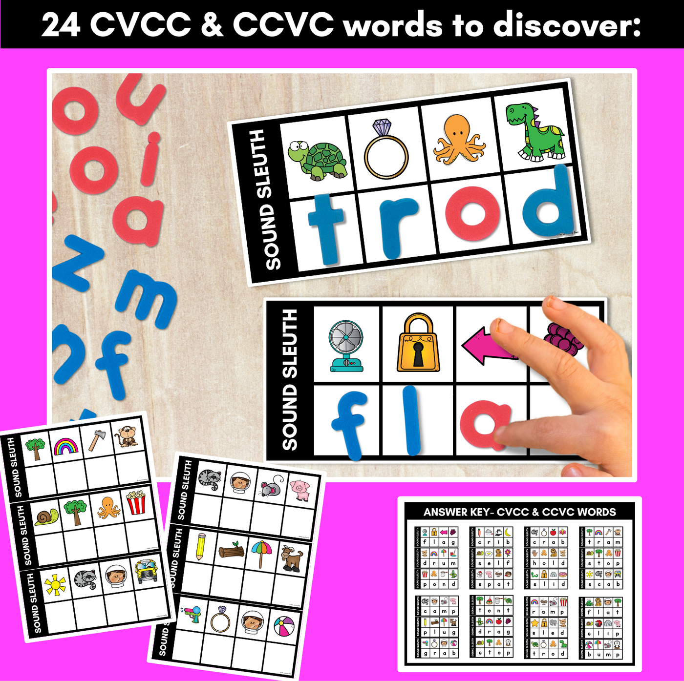 MYSTERY CVC WORD TASK CARDS - Kindergarten Phonics Activity