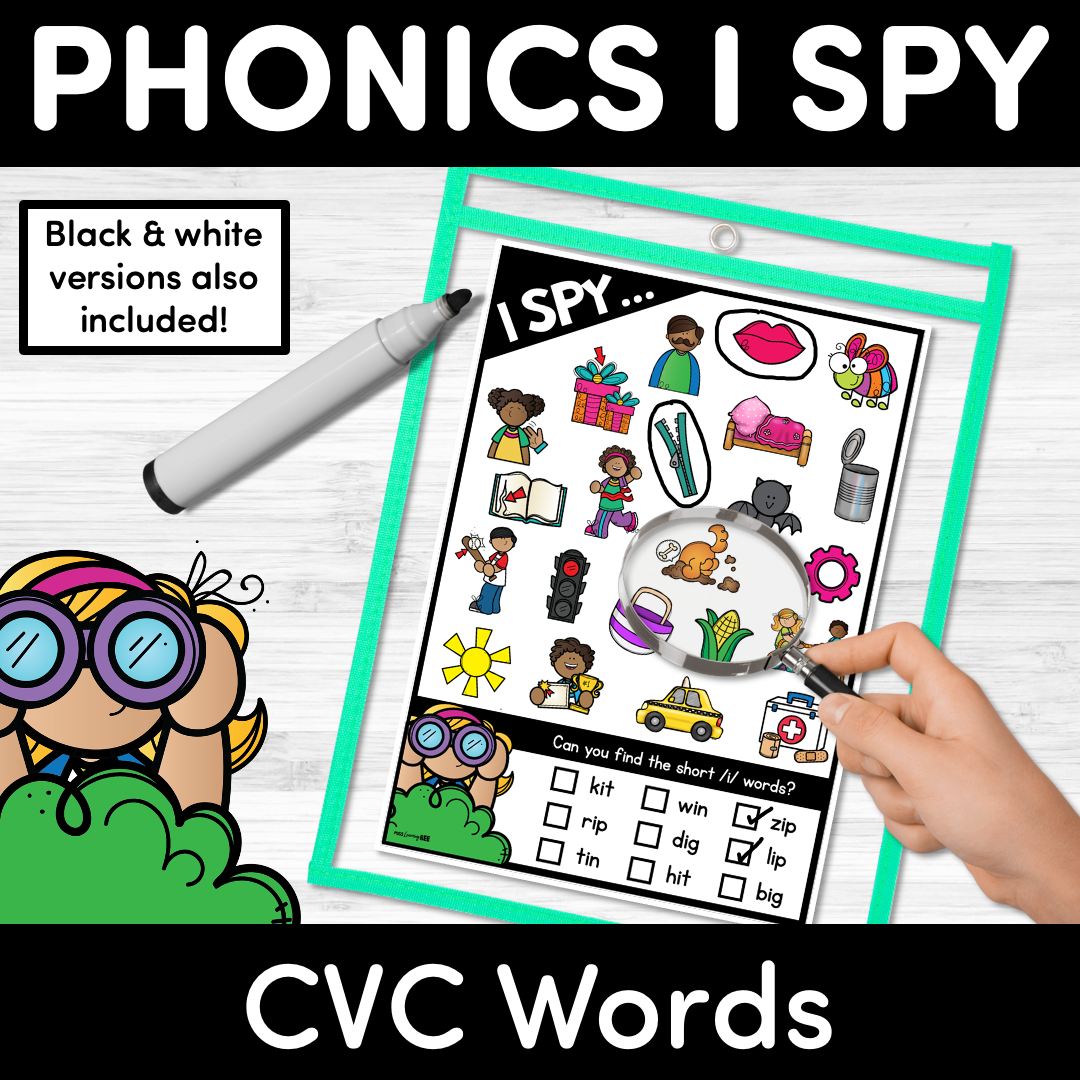 I SPY for CVC Words - Kindergarten Phonics Templates