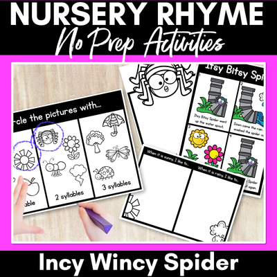 Incy Wincy Spider Nursery Rhyme Worksheets