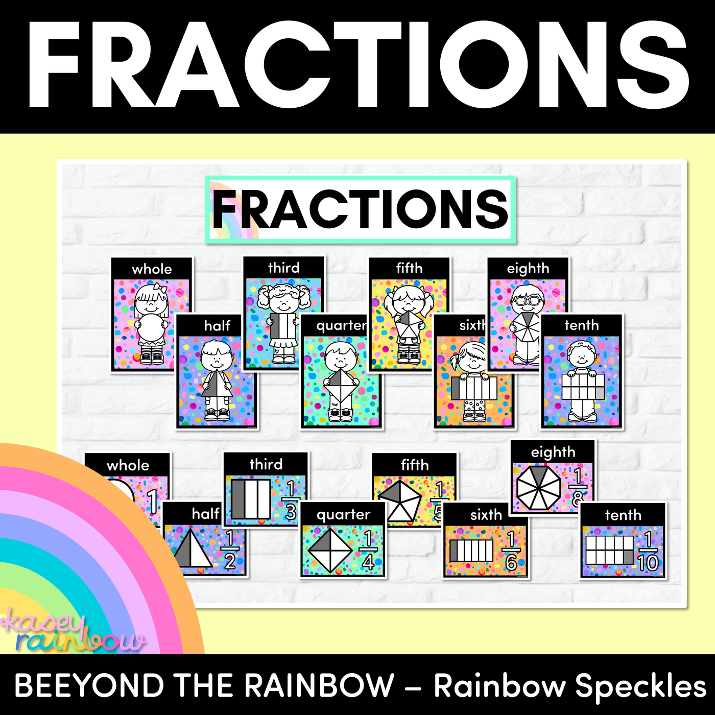 FRACTIONS POSTERS - The Kasey Rainbow Collection - Rainbow Speckles