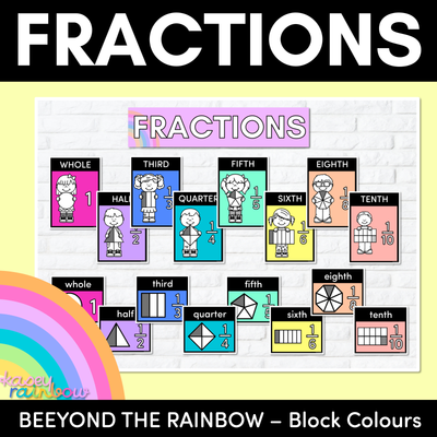 FRACTIONS POSTERS - The Kasey Rainbow Collection - Rainbow Block Colours
