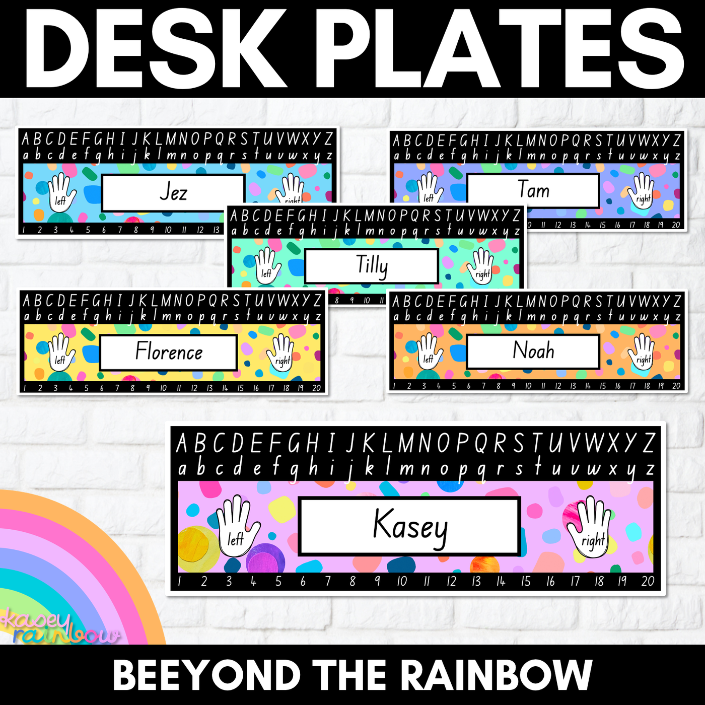 Student Desk Plates - The Kasey Rainbow Collection
