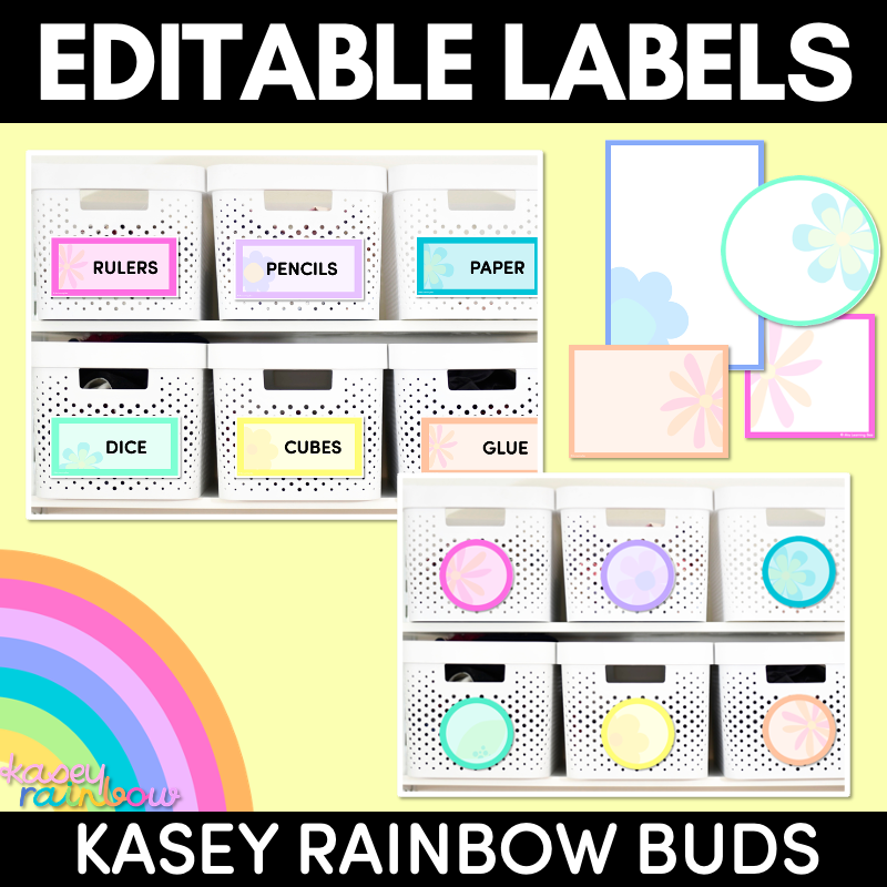 EDITABLE LABELS- The Kasey Rainbow Collection - RAINBOW BUDS