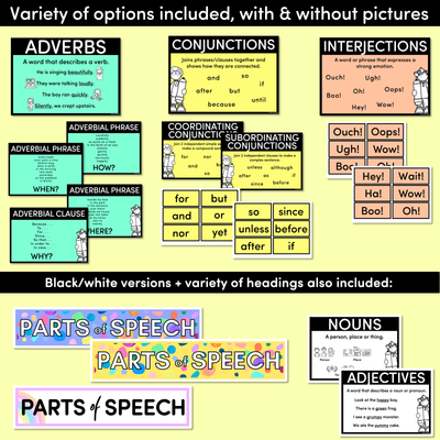 PARTS OF SPEECH POSTERS - The Kasey Rainbow Collection
