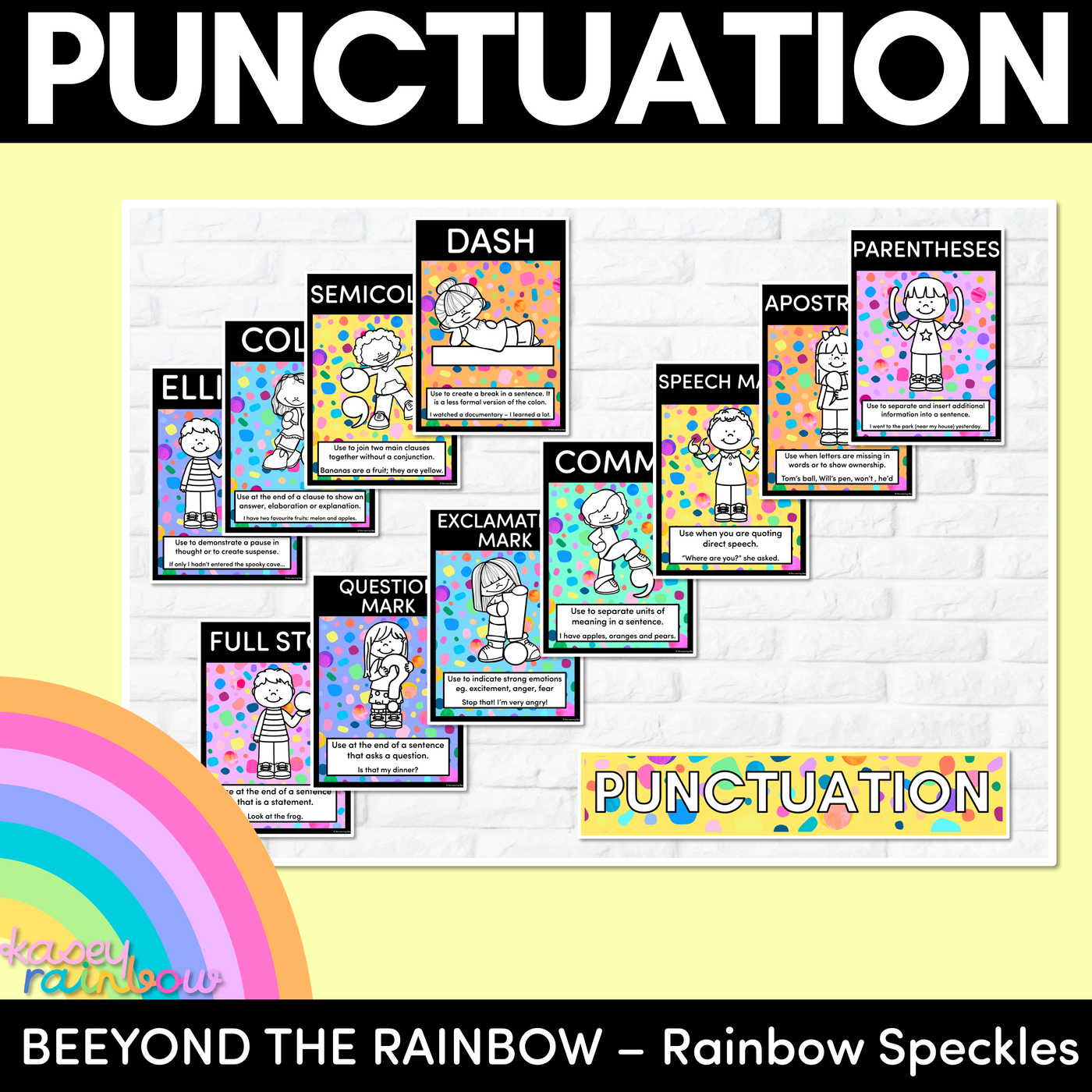 PUNCTUATION POSTERS - The Kasey Rainbow Collection - Rainbow Speckles
