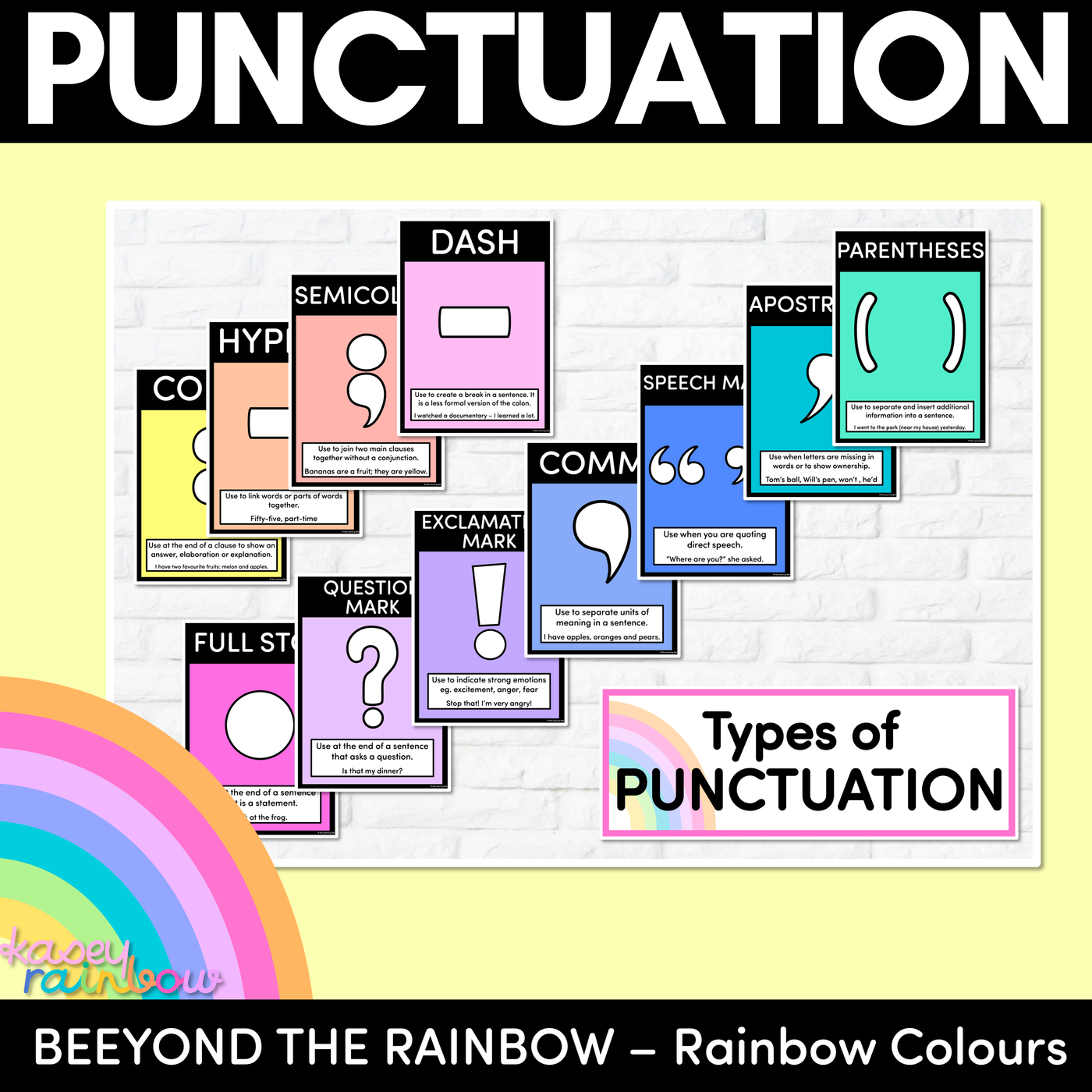 PUNCTUATION POSTERS - The Kasey Rainbow Collection - Rainbow Block Colours