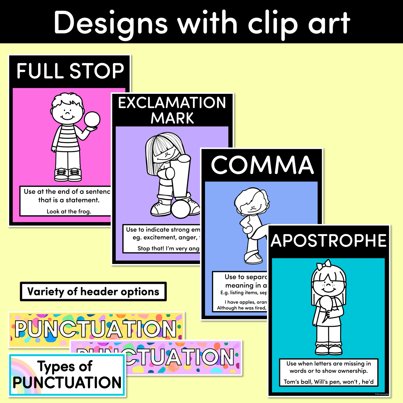 PUNCTUATION POSTERS - The Kasey Rainbow Collection - Rainbow Block Colours