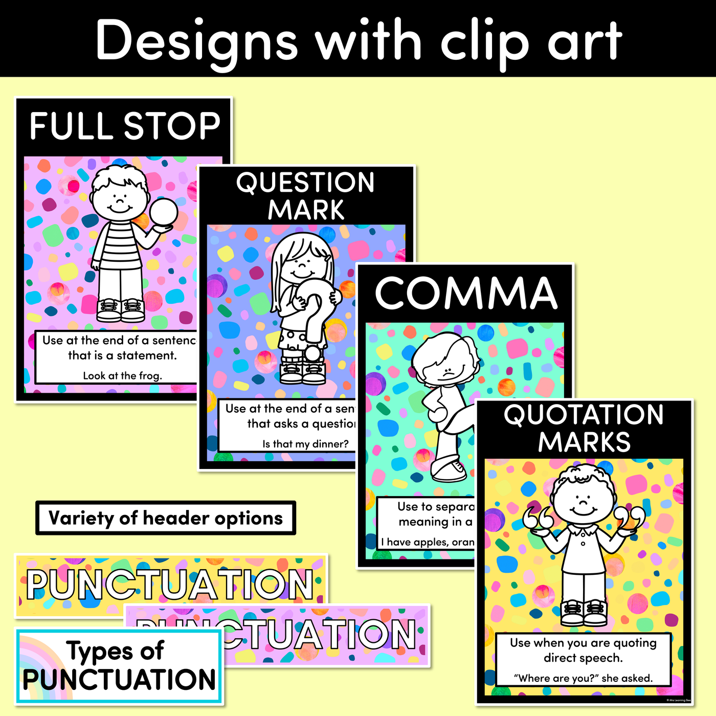 PUNCTUATION POSTERS - The Kasey Rainbow Collection - Rainbow Speckles