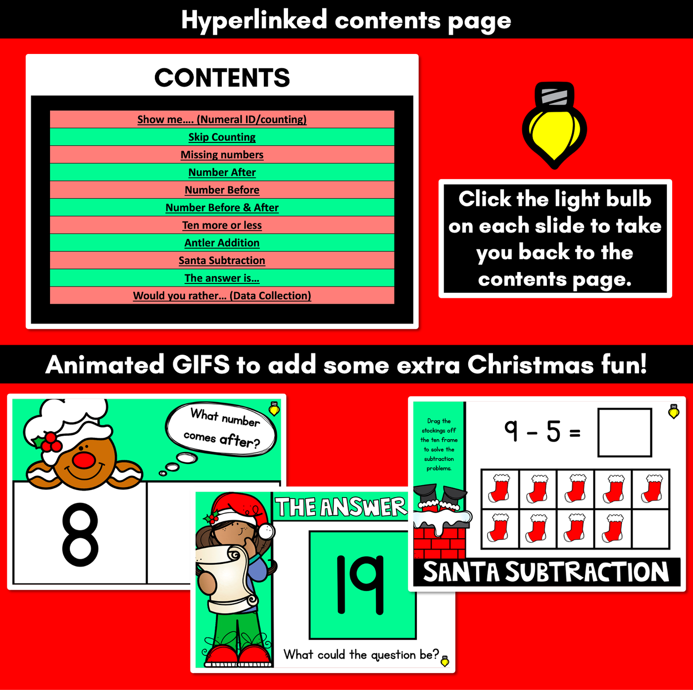 Christmas Activities for Kindergarten - Christmas Literacy PowerPoint