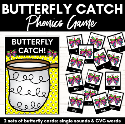 Alphabet & CVC Word Phonics Game for Kindergarten - Butterfly Catch