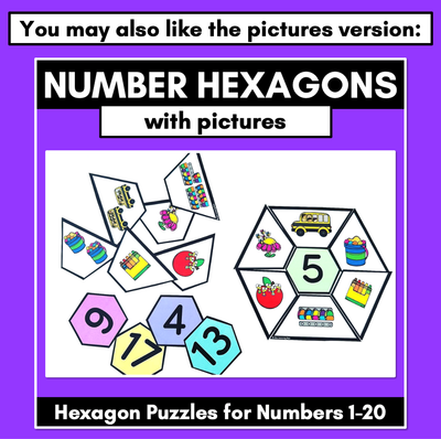 Number Hexagons 1-20 - Kindergarten Maths Puzzle with manipulatives