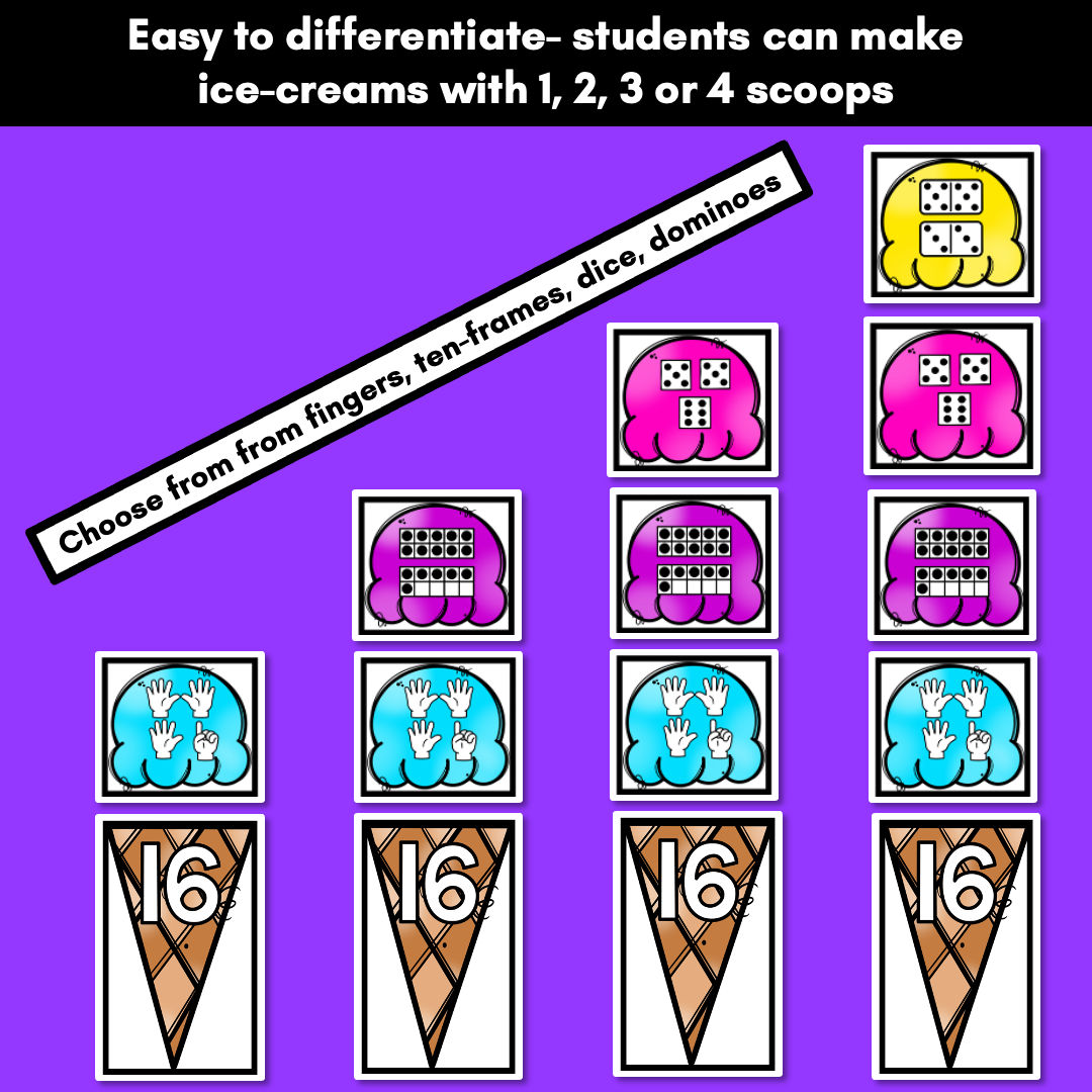 Number Match Ice-Cream Game - Numbers 1-20