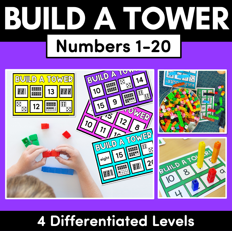 Kindergarten Math Build A Tower - Numbers 1 - 20 (Level 2)