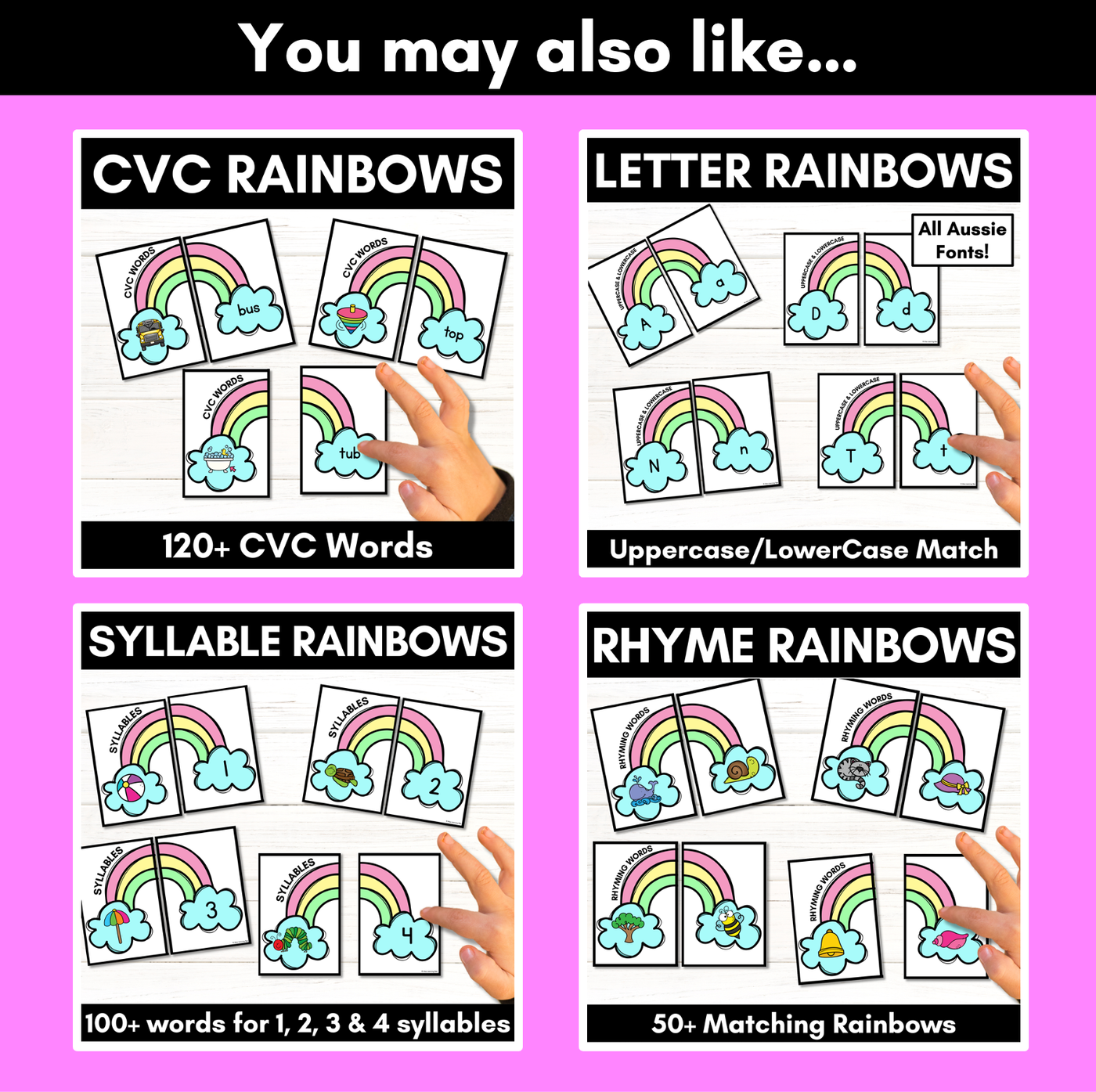 Uppercase and Lowercase Letter Matching Rainbows