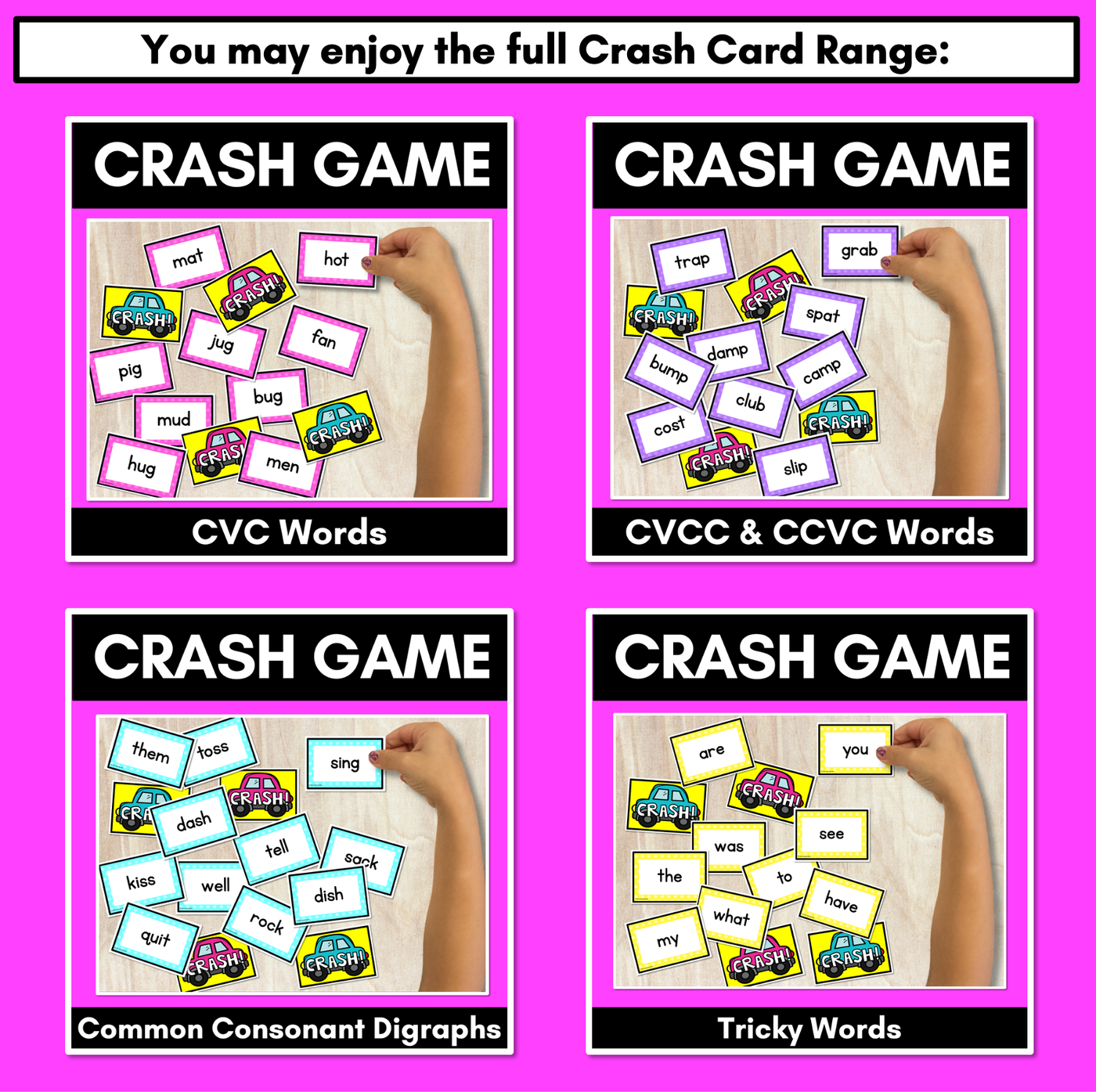 CVC WORDS CARD GAME - Crash CVC Activity