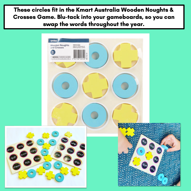 Noughts and Crosses DECODABLE Templates for Kmart Wooden Game