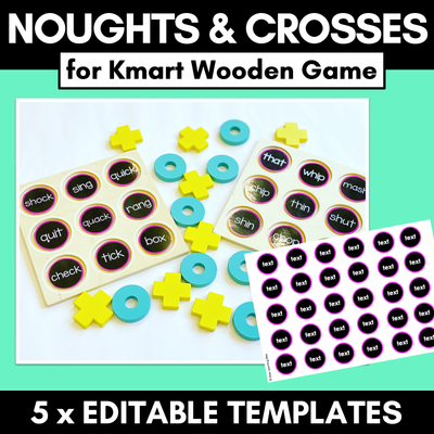 Noughts and Crosses Templates for Kmart Wooden Game - EDITABLE