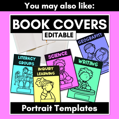 Student Book Covers LANDSCAPE - EDITABLE