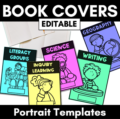 Student Book Covers PORTRAIT - EDITABLE