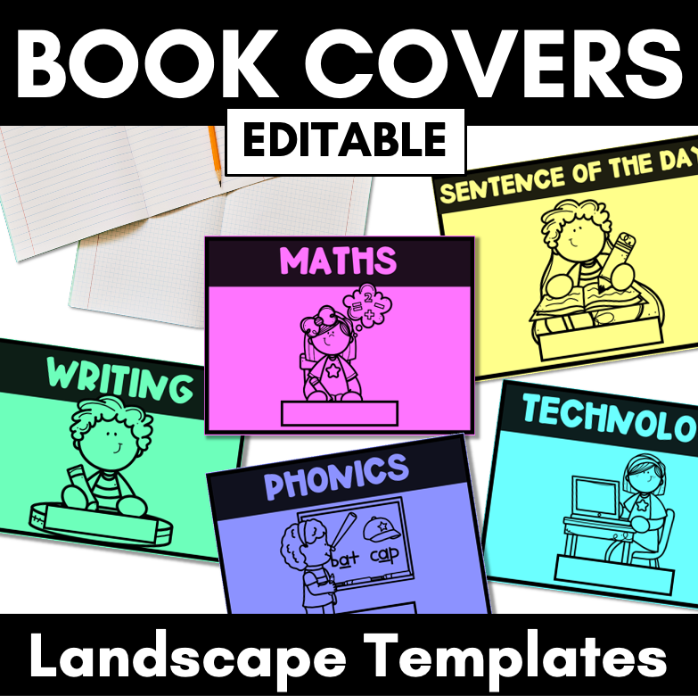 Student Book Covers LANDSCAPE - EDITABLE