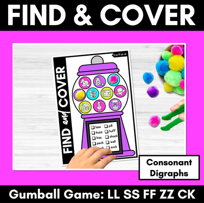 LL SS FF ZZ CK Words - Find & Cover No Prep Phonics Game for Consonant Digraphs