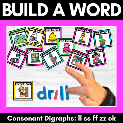 LL SS FF ZZ CK Consonant Digraph Word Building Cards