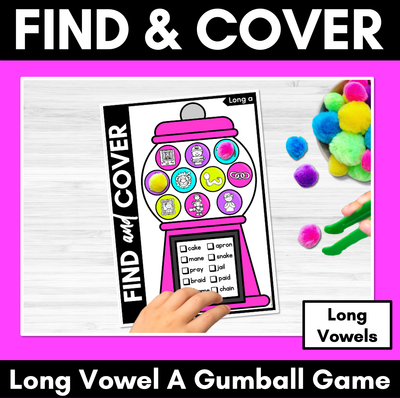 Long Vowel A Words - Find & Cover No Prep Phonics Game for Long Vowel Sounds