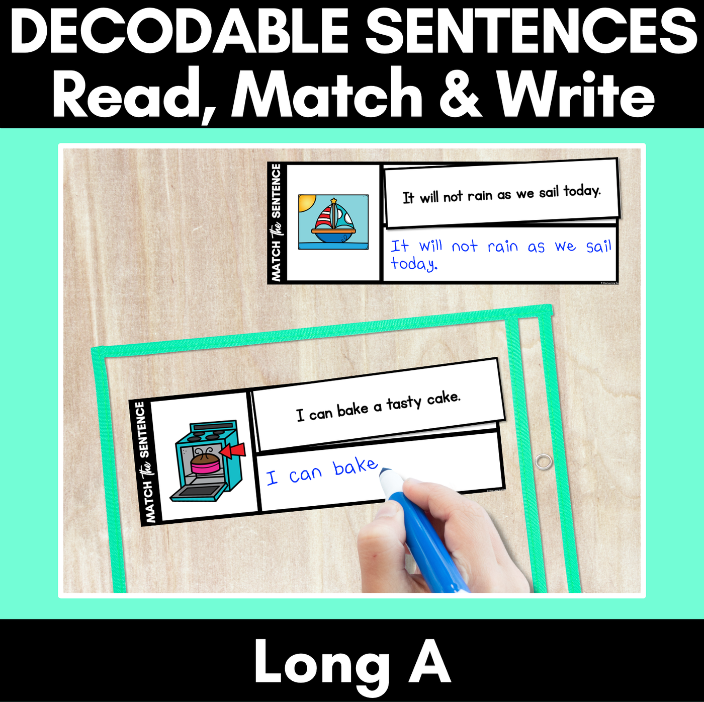 Long Vowel A Word Decodable Sentences FREEBIE - Read, Match & Write