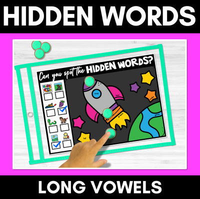 LONG VOWEL SOUND HIDDEN WORD MATS - No Prep Phonics Games