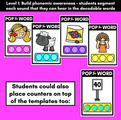 LONG VOWEL E POPPIT TASK CARDS - Phonemic Awareness + Word Mapping