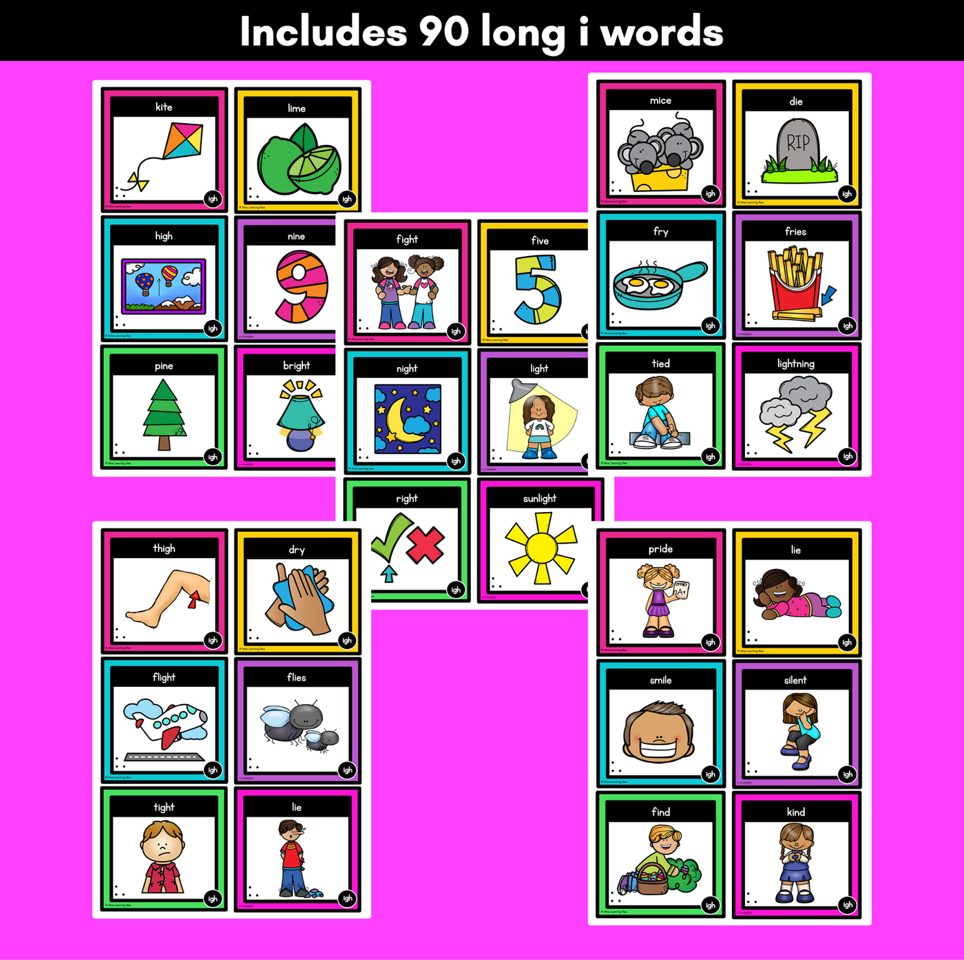 Long Vowel I Sound Word Building Cards