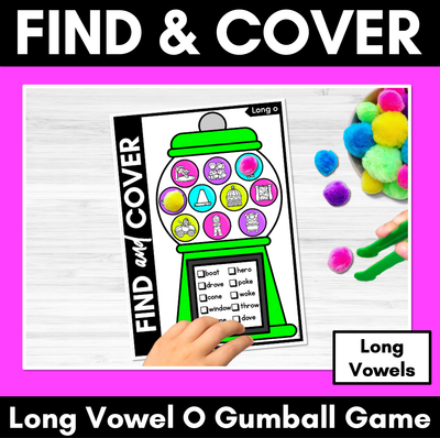 Long Vowel O Words - Find & Cover No Prep Phonics Game for Long Vowel Sounds