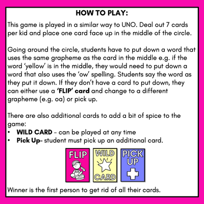 Long Vowel O Card Game - Phonics Flip for Long Vowel Sounds