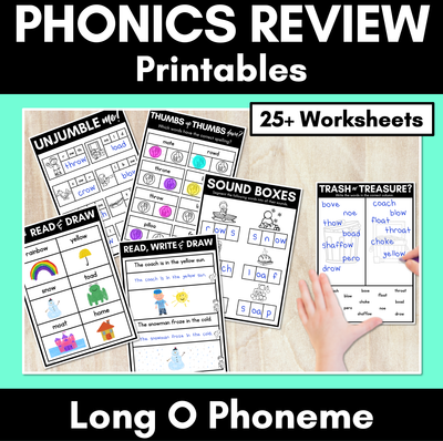 Long Vowel O Worksheets - PHONICS REVIEW for Long Vowel Sounds