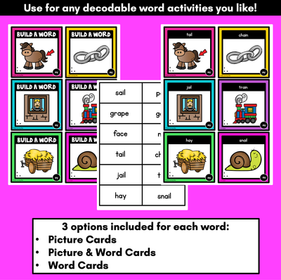 Long Vowel A Sound Word Building Cards
