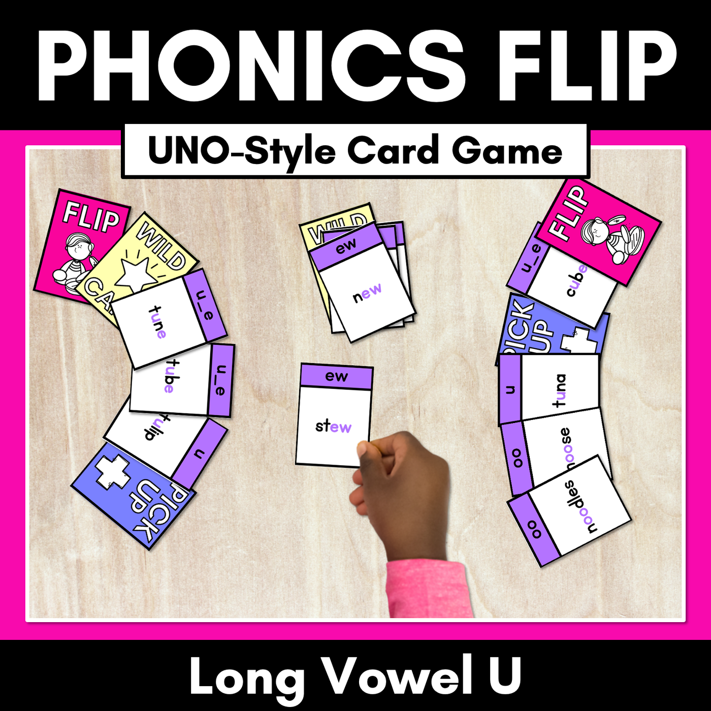 Long Vowel U Card Game - Phonics Flip for Long Vowel Sounds