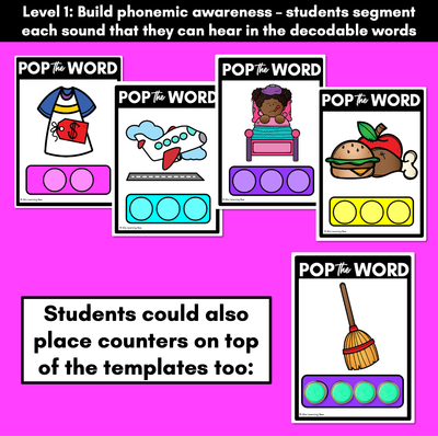 LONG VOWEL U POPPIT TASK CARDS - Phonemic Awareness + Word Mapping