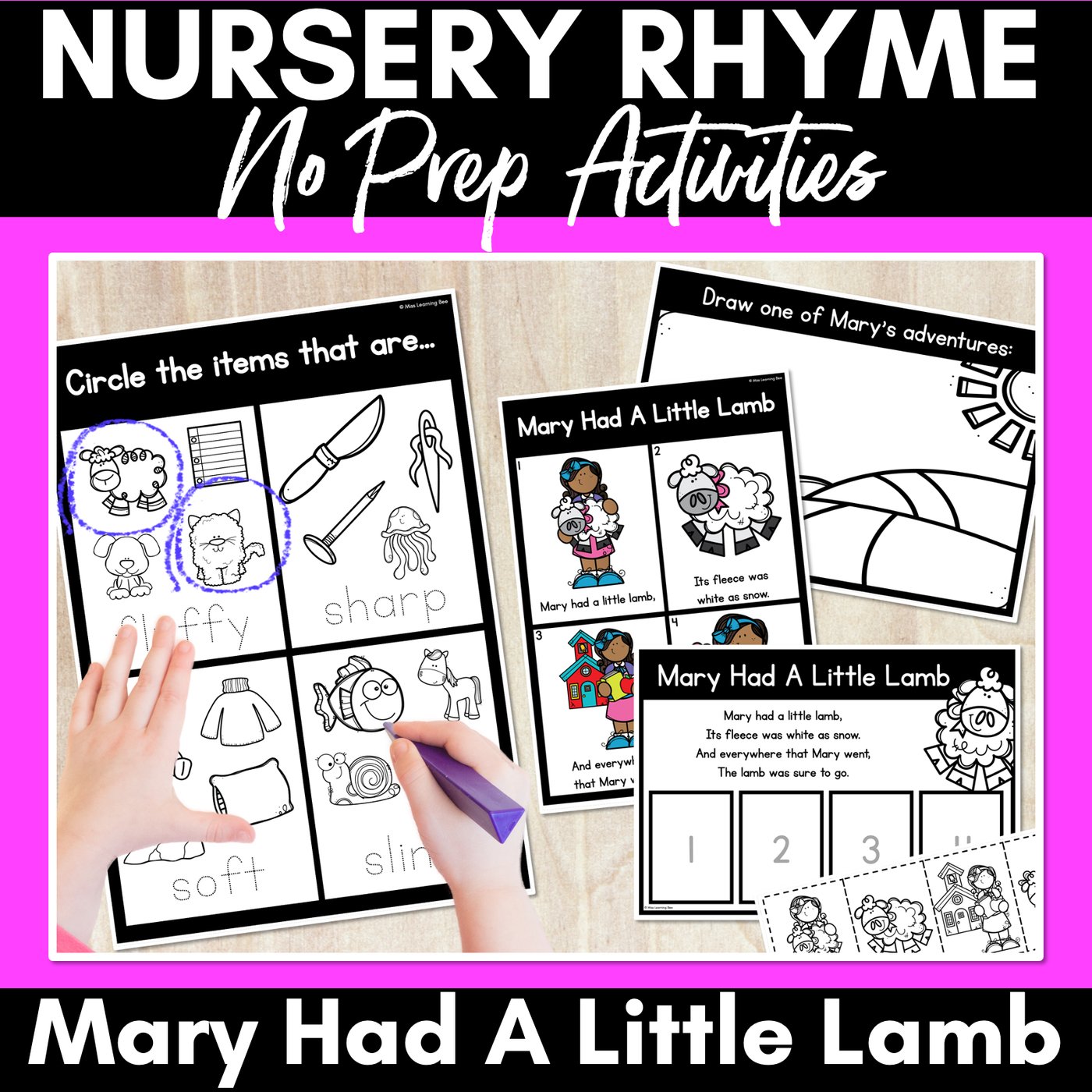 Mary Had A Little Lamb Nursery Rhyme Worksheets