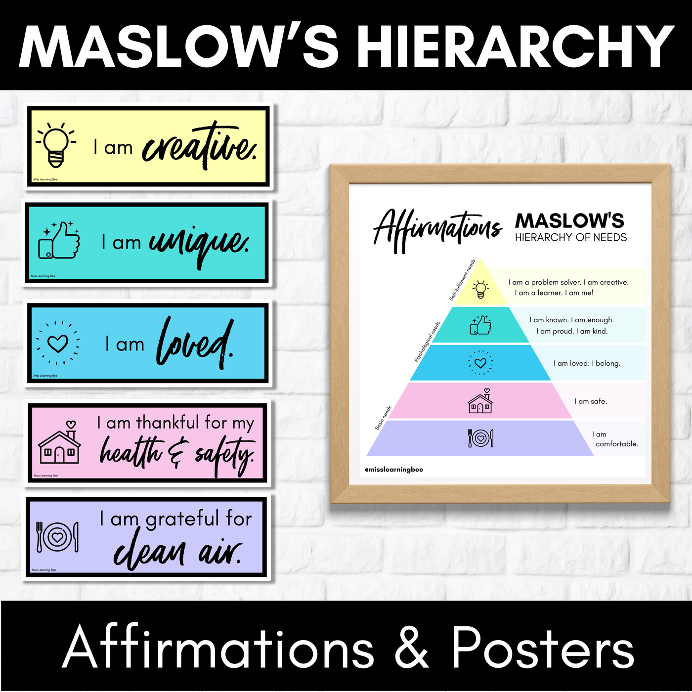 Maslow's Hierarchy Affirmations & Posters