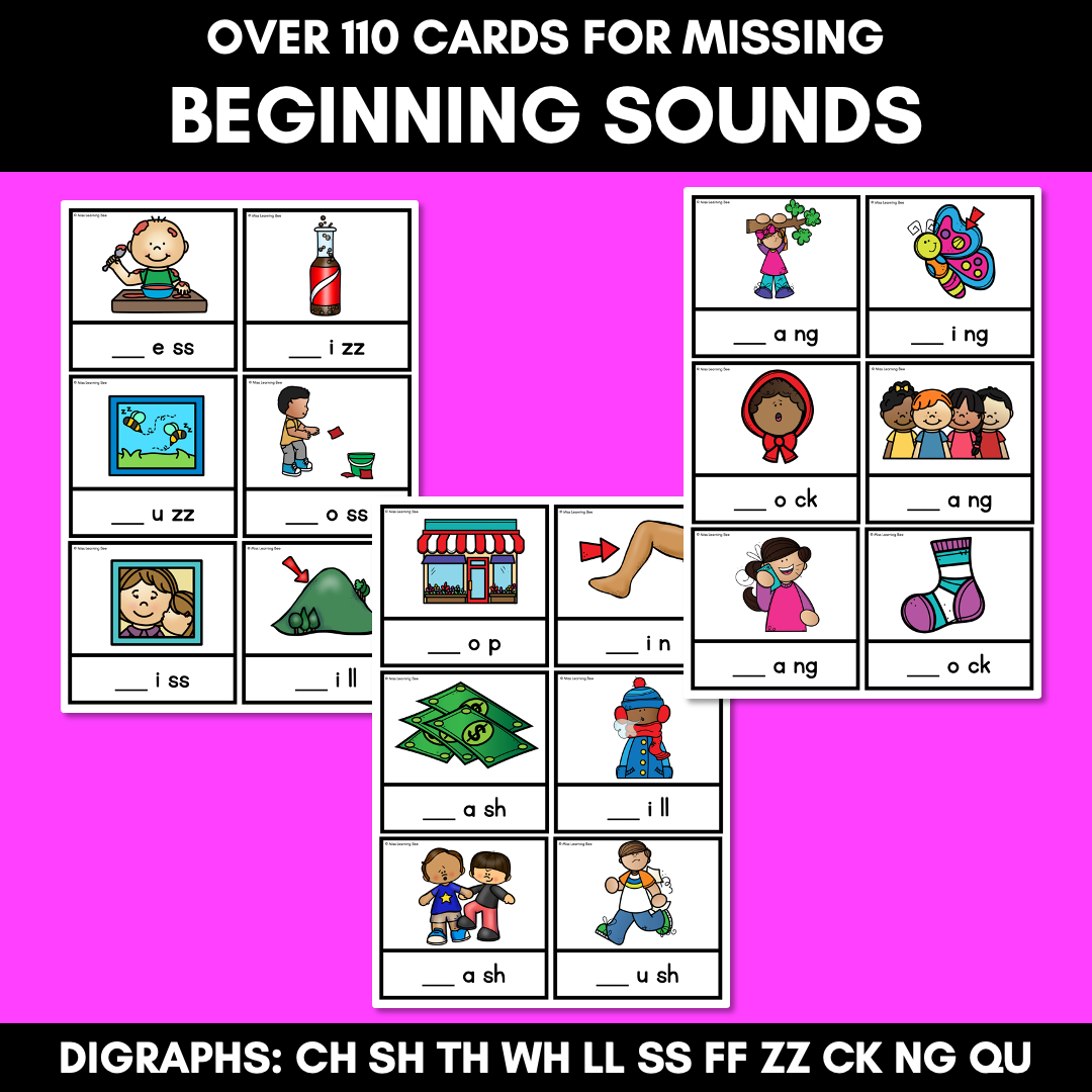 Missing Sound Task Cards- Phonemic Awareness with Common Consonant Digraphs