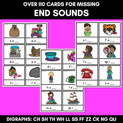 Missing Sound Task Cards- Phonemic Awareness with Common Consonant Digraphs
