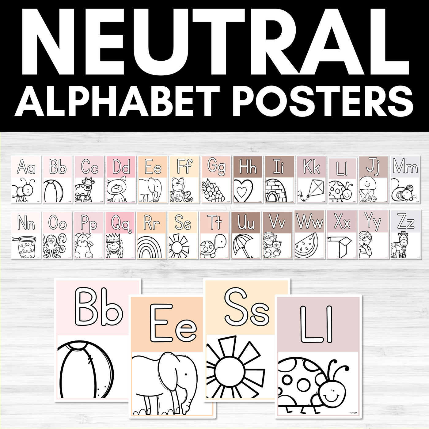 Alphabet Posters NEUTRALS - ALL AUSSIE FONTS