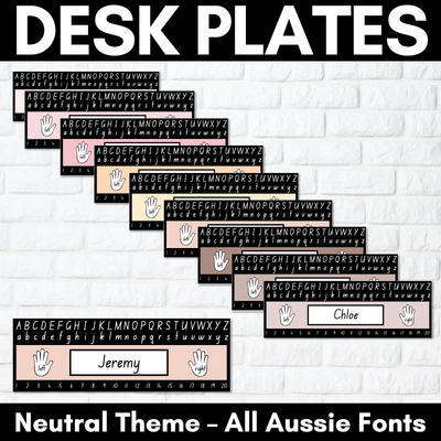 Student Desk Plates - Neutral Classroom Decor