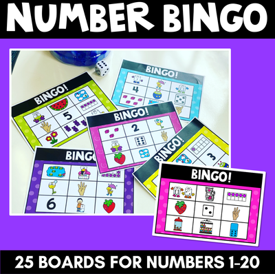Number Bingo for Numbers 1-20