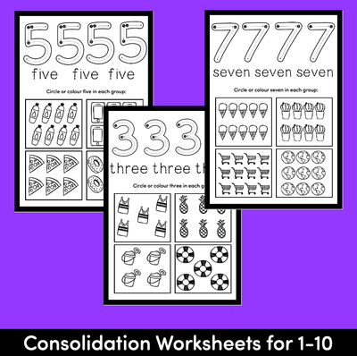 Kindergarten Math Worksheets | Numbers 1 - 10