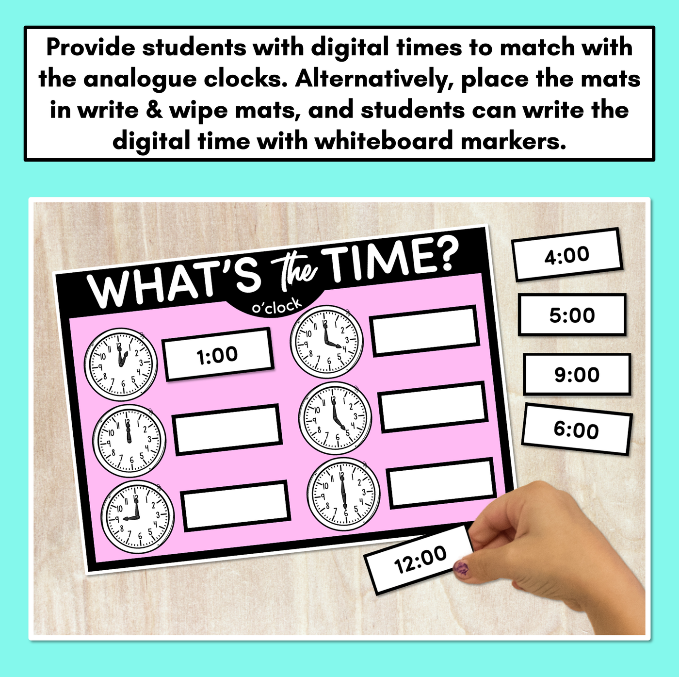MATCH THE TIME MATS - O'Clock - Digital and Analog Time