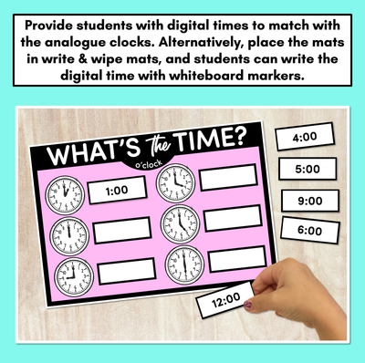 MATCH THE TIME MATS - O'Clock - Digital and Analog Time