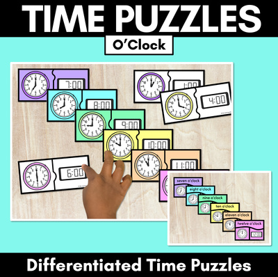 TIME PUZZLES - O'Clock - Digital and Analog Time