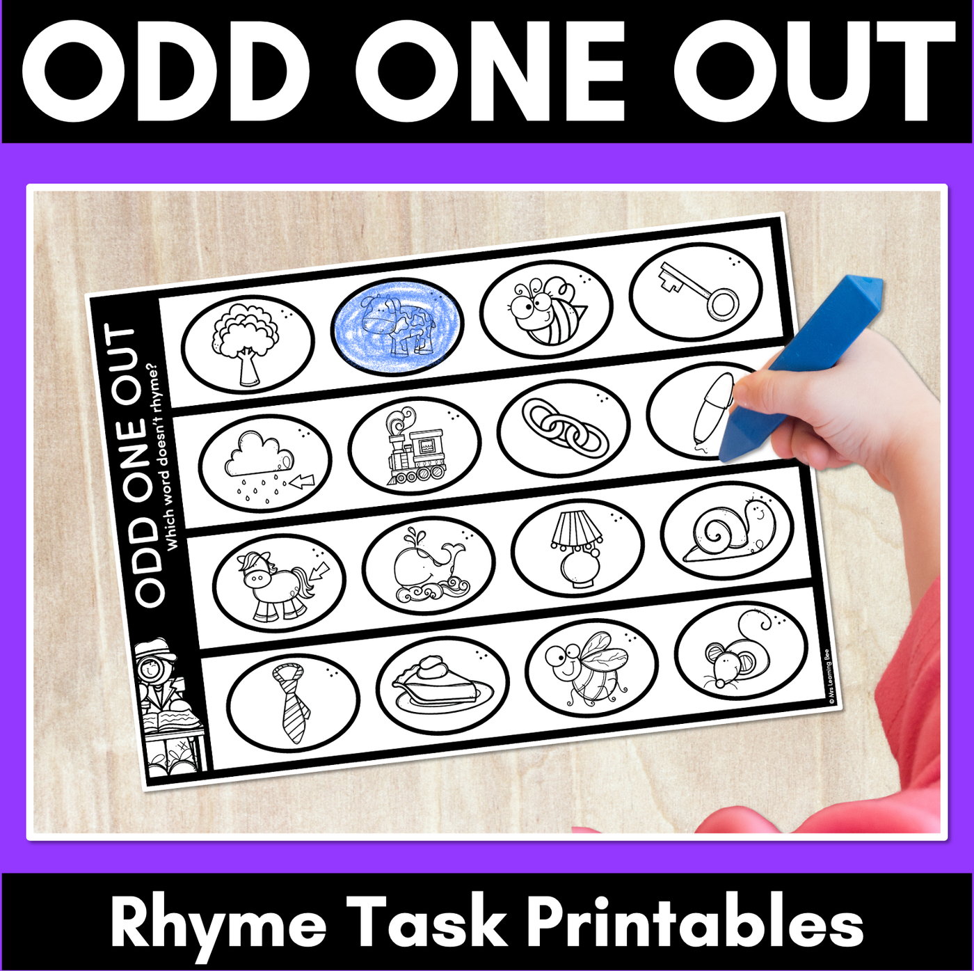 Odd One Out Rhyme Worksheets - Phonological Awareness Printables for RHYMING